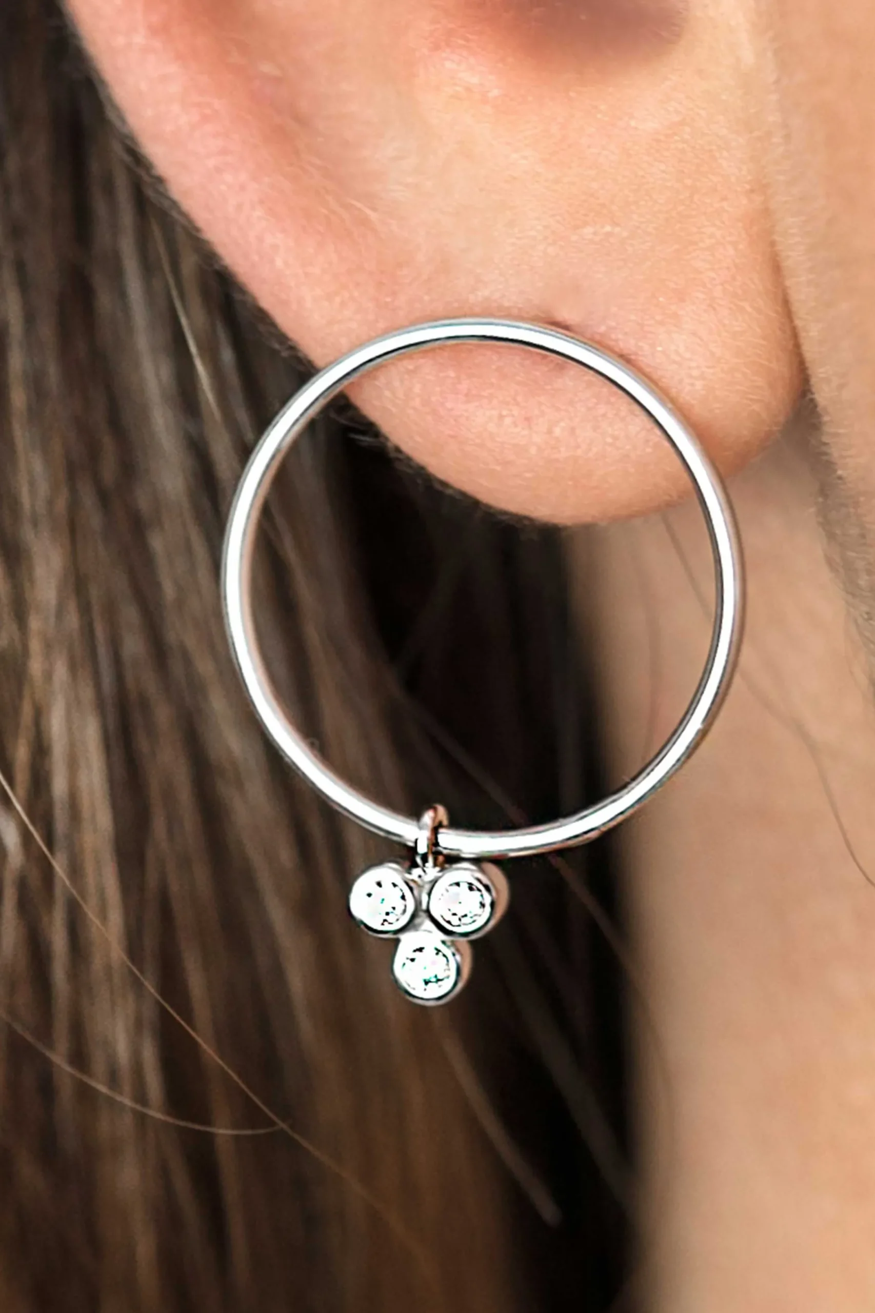 Outlet Zinzi zilveren oorsieraden 20mm rond wit ZIO1829CR