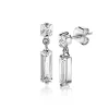 New Zinzi zilveren oorsieraden 15mm baguette rechthoek vierkant wit ZIO2056
