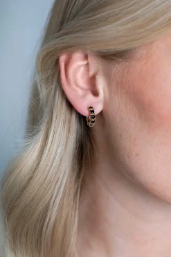 Clearance Zinzi zilveren oorsieraden bicolor vierkant en ronde zwarte zirconia's 16mm ZIO2252