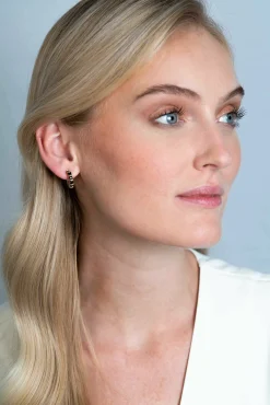 Clearance Zinzi zilveren oorsieraden bicolor vierkant en ronde zwarte zirconia's 16mm ZIO2252