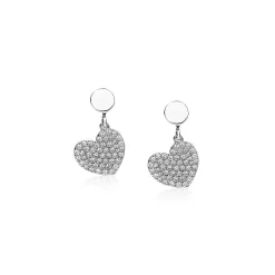 Sale Zinzi zilveren oorsieraden bungelend hart wit ZIO1696