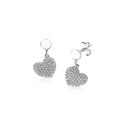 Sale Zinzi zilveren oorsieraden bungelend hart wit ZIO1696