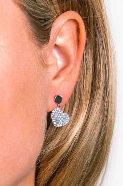 Sale Zinzi zilveren oorsieraden bungelend hart wit ZIO1696
