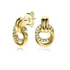 Outlet Zinzi zilveren oorstekers 14K geelverguld 13mm met elkaar verbonden ronde vormen glad en witte zirconia ZIO2266Y