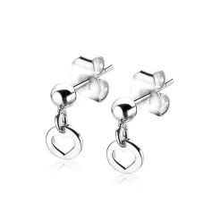 Discount Zinzi zilveren oorstekers rond bungelend hart ZIO1650