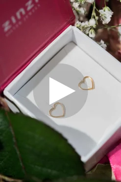 Discount Zinzi zilveren oorstekers rond bungelend hart ZIO1650