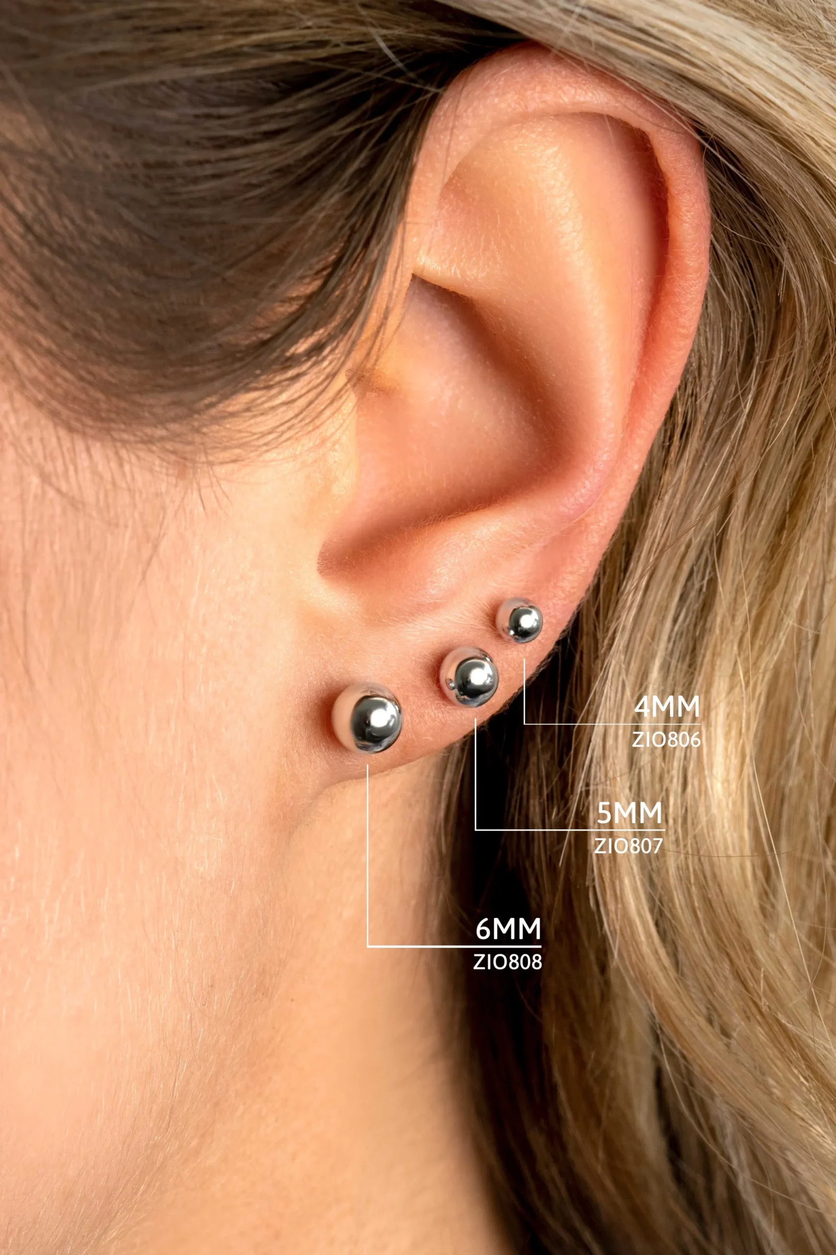 New Zinzi zilveren oorstekers glad bol 6mm ZIO808
