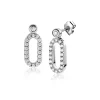 Hot Zinzi zilveren oorstekers (13mm) met een open ovale vorm bezet met witte zirconia's ZIO2398