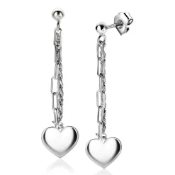 Sale Zinzi zilveren oorstekers 52mm lang met twee trendy schakels en glad hart ZIO2381
