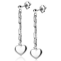 Sale Zinzi zilveren oorstekers 52mm lang met twee trendy schakels en glad hart ZIO2381