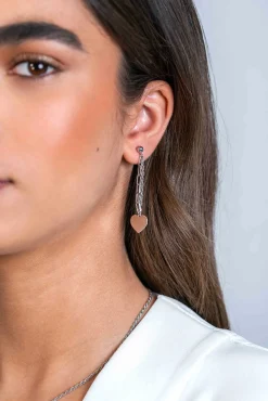 Sale Zinzi zilveren oorstekers 52mm lang met twee trendy schakels en glad hart ZIO2381