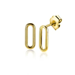 Discount Zinzi zilveren oorstekers 14K geel verguld 14mm ovaal glad ZIO2210G