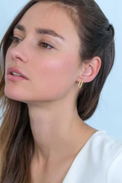 Discount Zinzi zilveren oorstekers 14K geel verguld 14mm ovaal glad ZIO2210G