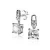 Sale Zinzi zilveren oorstekers met vierkante witte zirconia en pavé zettingen 15mm ZIO2268