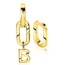 Online Zinzi zilveren ovale oorbedels 14K geel verguld sluitring 16mm voor je losse hangertjes ZICH2060G (zonder oorringen)