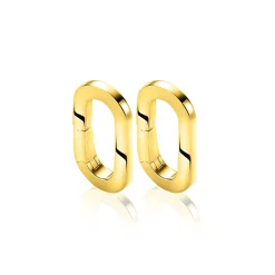 Online Zinzi zilveren ovale oorbedels 14K geel verguld sluitring 16mm voor je losse hangertjes ZICH2060G (zonder oorringen)
