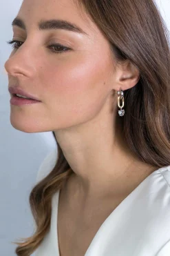 Online Zinzi zilveren ovale oorbedels 14K geel verguld sluitring 16mm voor je losse hangertjes ZICH2060G (zonder oorringen)