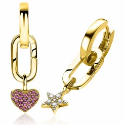 Online Zinzi zilveren ovale oorbedels 14K geel verguld sluitring 16mm voor je losse hangertjes ZICH2060G (zonder oorringen)