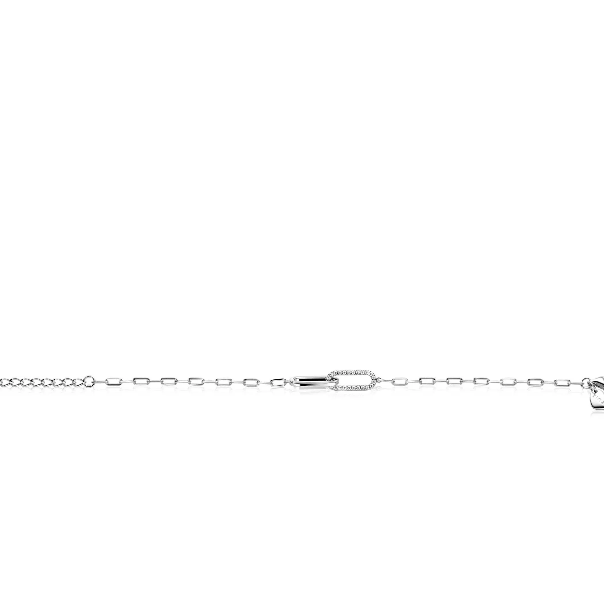 Discount Zinzi zilveren paperclip schakelarmband met twee verbonden ovale schakels bezet met witte zirkonia's 17-20cm ZIA2690