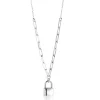 Best Zinzi zilveren paperclip schakelketting 45cm met trendy slotje als bedel 40-45cm ZIC2355