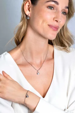 Best Zinzi zilveren paperclip schakelketting 45cm met trendy slotje als bedel 40-45cm ZIC2355