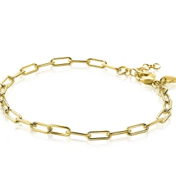 New Zinzi zilveren paperclip schakel armband 14K geel verguld 3,5mm breed ZIA2202G