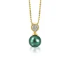 Sale Zinzi zilveren parelhanger geelverguld 18mm witte zirconia's groene parel ZIH1151GG (zonder collier)