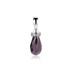 Discount Zinzi zilveren pegelhanger paars ZIH1002P