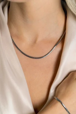 Discount Zinzi zilveren platte slangen-ketting 45cm 3,5mm breed ZIC2402