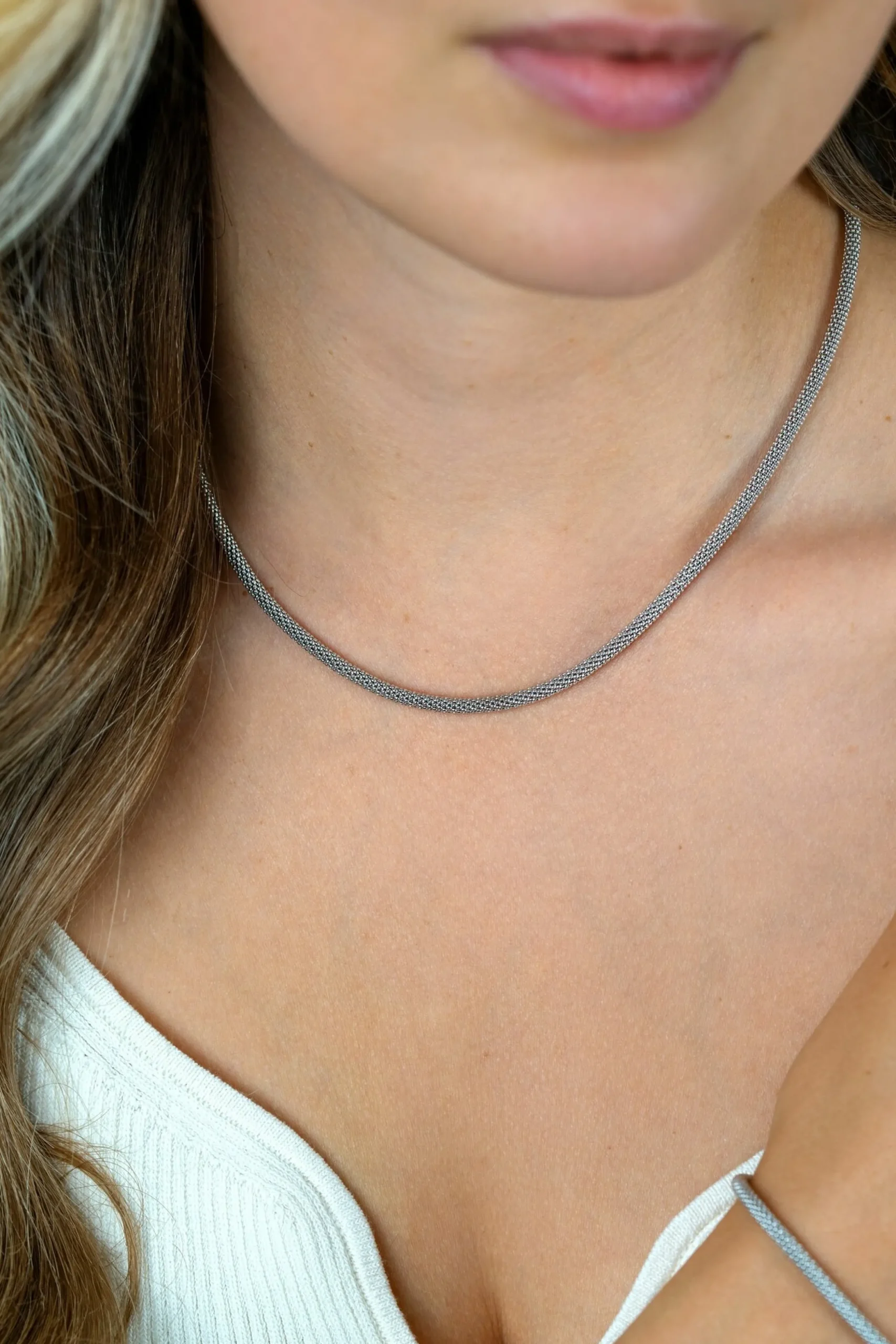 Sale Zinzi zilveren popcorn ketting 3mm breed 42cm ZIC2765