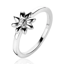 Clearance Zinzi zilveren ring bloem wit 9mm ZIR1888