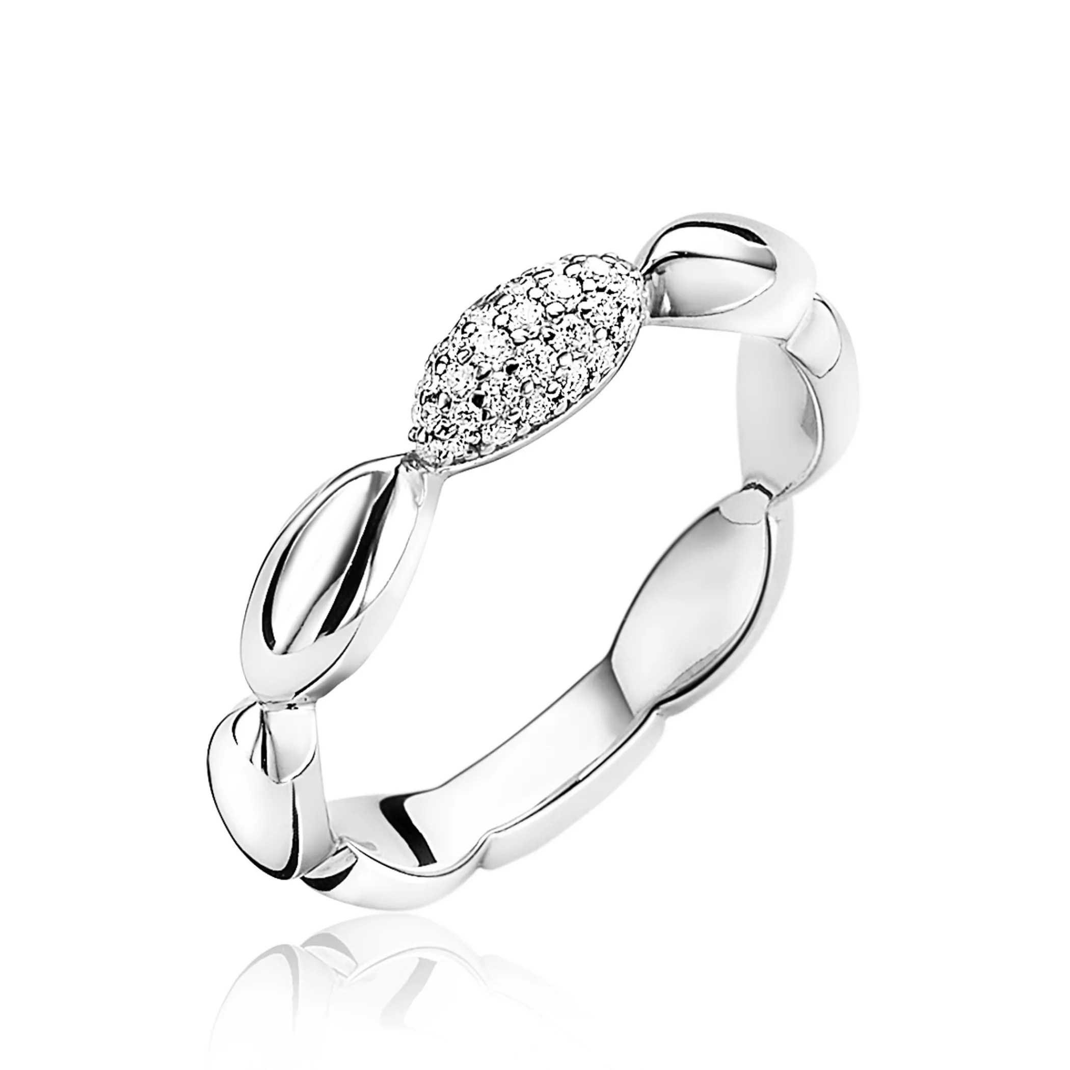 Online Zinzi zilveren ring druppelvorm wit 4mm ZIR1675
