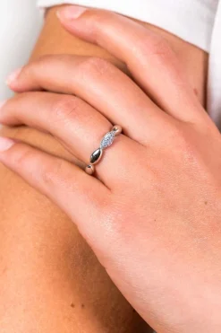 Online Zinzi zilveren ring druppelvorm wit 4mm ZIR1675