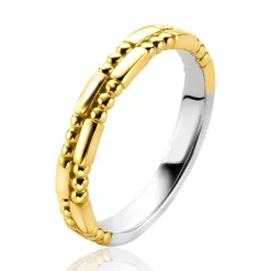 Hot Zinzi zilveren ring extra 14K geel verguld staafjes en bolletjes ZIR2250