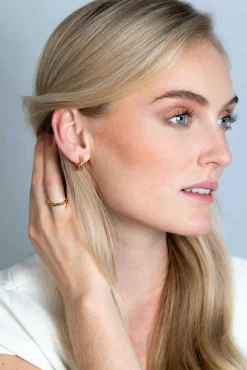 Hot Zinzi zilveren ring extra 14K geel verguld staafjes en bolletjes ZIR2250