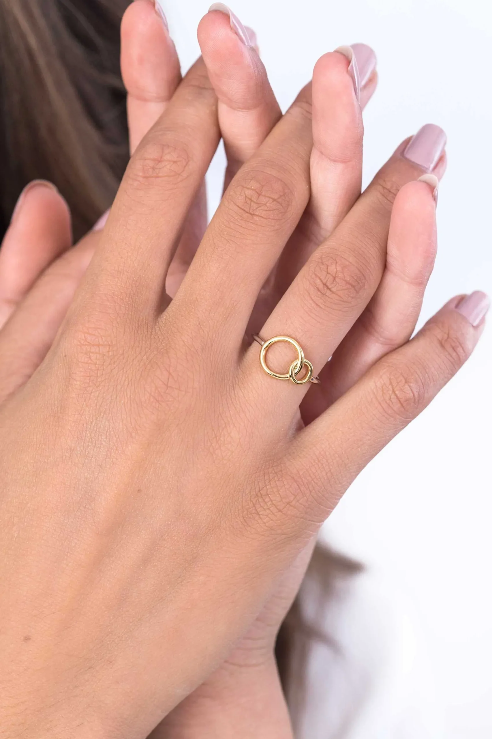 Clearance Zinzi zilveren ring geel verguld 2 ronde vormen in elkaar ZIR1278G