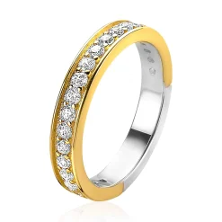New Zinzi zilveren ring geel verguld wit ZIR2050Y