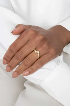 Discount Zinzi zilveren ring geel verguld rond wit ZIR2054Y