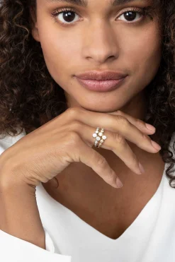Discount Zinzi zilveren ring geel verguld rond wit ZIR2054Y