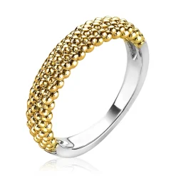 Hot Zinzi zilveren ring geelverguld glinsterende bolletjes ZIR1968G