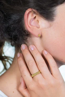 Hot Zinzi zilveren ring geelverguld glinsterende bolletjes ZIR1968G