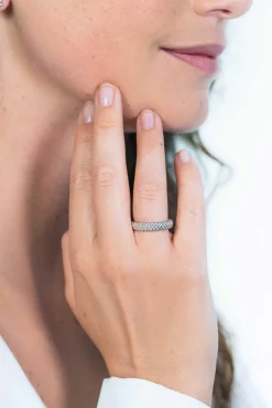 Online Zinzi zilveren ring glinsterende bolletjes ZIR1968