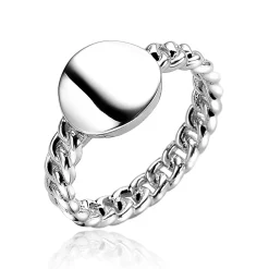 Best Zinzi zilveren ring gourmet rond glad plaatje ZIR1783