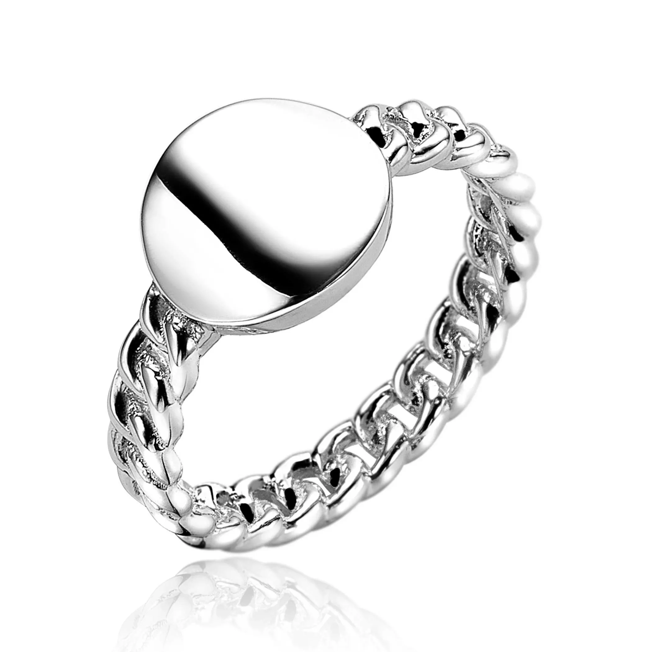 Best Zinzi zilveren ring gourmet rond glad plaatje ZIR1783