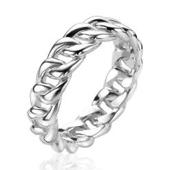 New Zinzi zilveren ring gourmet schakel 5,5mm breed ZIR2117