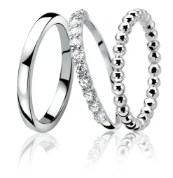 Outlet Zinzi zilveren ring knuckle wit ZIR827K