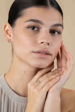 Clearance Zinzi zilveren ring met gold plated open hartje 8mm en witte zirconia's ZIR2566