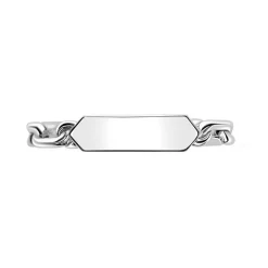 Online Zinzi zilveren ring met paperclip schakels en rechthoekig glanzend plaatje ZIR2530