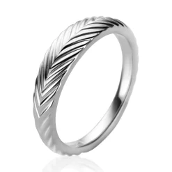 Hot Zinzi zilveren ring (5mm breed) met veertjesmotief ZIR2644