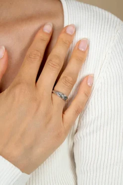 Hot Zinzi zilveren ring (5mm breed) met veertjesmotief ZIR2644